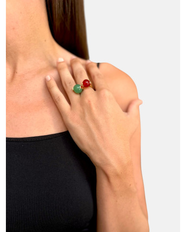 ANILLO DOBLE AVENTURINA ÁGATA