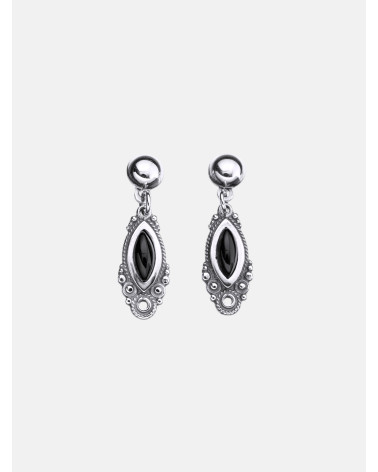 PENDIENTES AZABACHE OJIVAL PRESIÓN