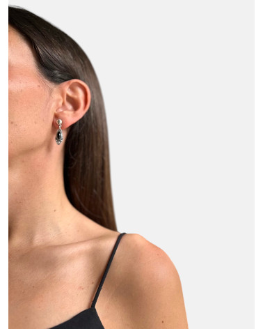 PENDIENTES AZABACHE OJIVAL PRESIÓN