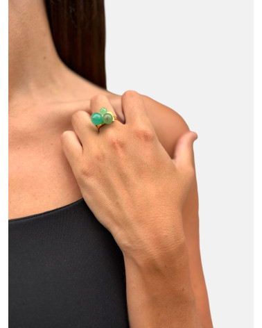 ANILLO TRIPLE ÁGATA VERDE
