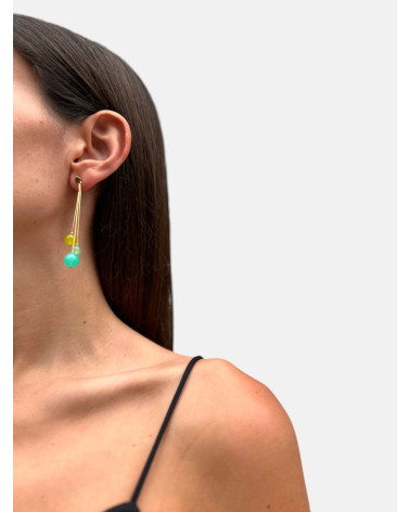 PENDIENTES TRIPLE ÁGATA VERDE