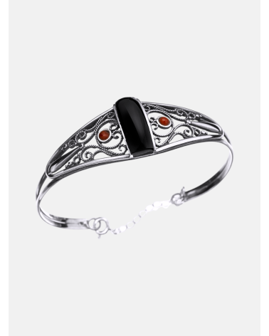 PULSERA AZABACHE Y CORAL BARRA