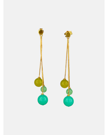 PENDIENTES TRIPLE ÁGATA VERDE