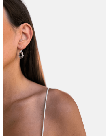 PENDIENTES AZABACHE OVALADO GANCHO