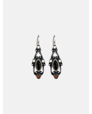 PENDIENTES AZABACHE Y CORAL OJIVAL