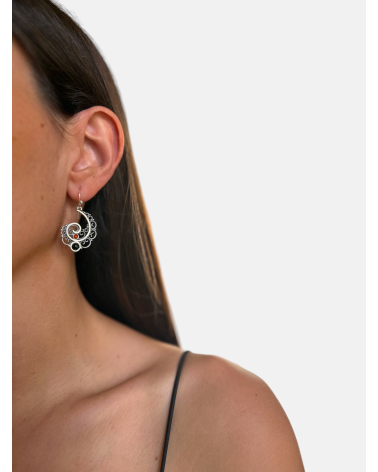 PENDIENTES AZABACHE ESPIRAL GANCHO