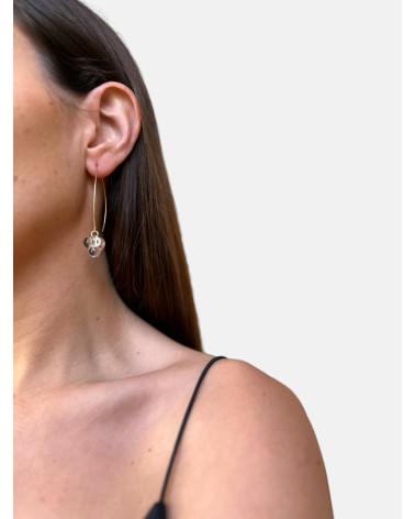 PENDIENTES FLOR GANCHO LARGO