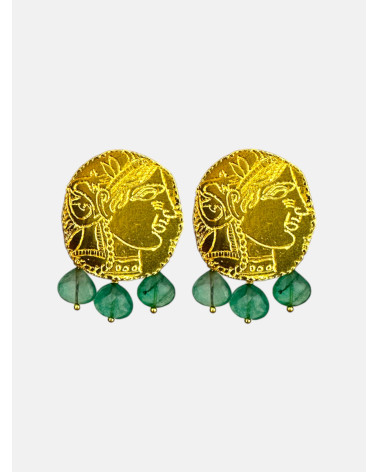 PENDIENTES GRIEGO CUARZOS VERDES