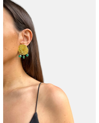 PENDIENTES GRIEGO CUARZOS VERDES