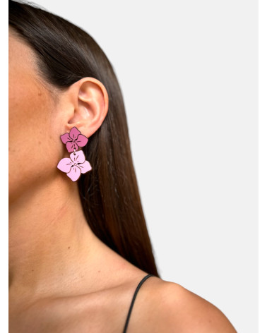 PENDIENTES HORTENSIA DOBLE PRESIÓN
