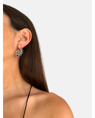 PENDIENTES AZABACHE ESPIRAL BARRA