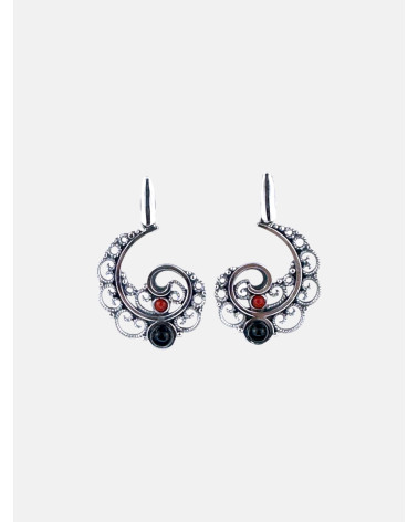 PENDIENTES AZABACHE ESPIRAL BARRA