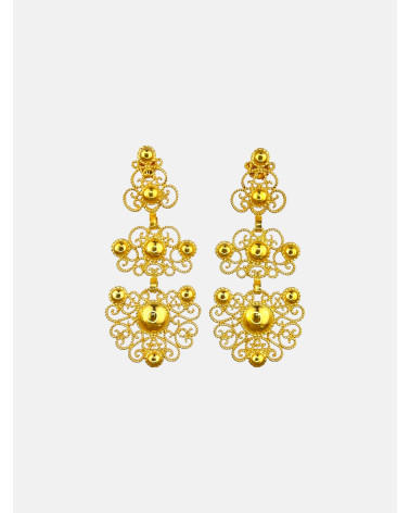 PENDIENTES ADEREZO TRIPLE CHAPADOS