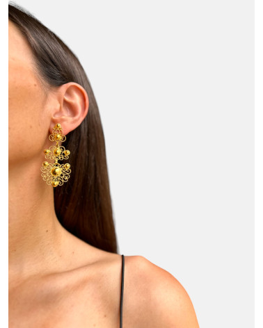 PENDIENTES ADEREZO TRIPLE CHAPADOS