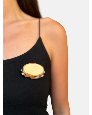 BROCHE PANDERETA PIEL