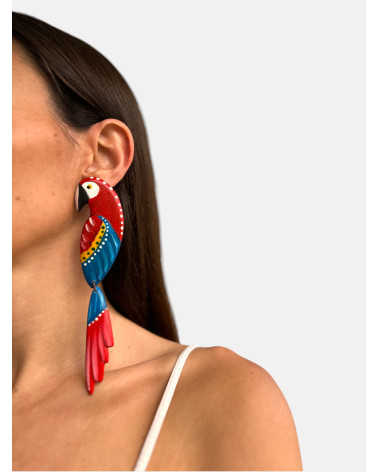 PENDIENTES GUACAMAYO ROJO