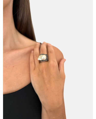 ANILLO PERLA BARROCA ORO