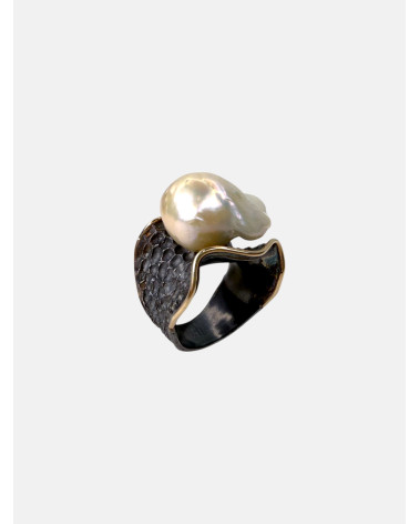 ANILLO PERLA BARROCA ORO
