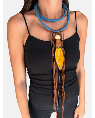 COLLAR CANOINHA AZUL MADERA