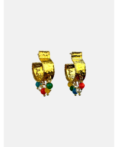 PENDIENTES ARO PLANO PIEDRAS CHAPADOS