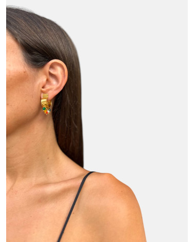 PENDIENTES ARO PLANO PIEDRAS CHAPADOS