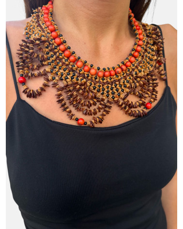 COLLAR SEMILLAS SATERÉ NARANJA