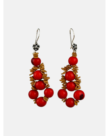 PENDIENTES SEMILLAS SATERÉ ROJO
