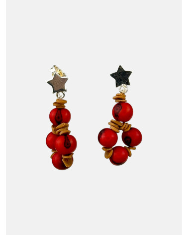 PENDIENTES SEMILLAS SATERÉ ROJO