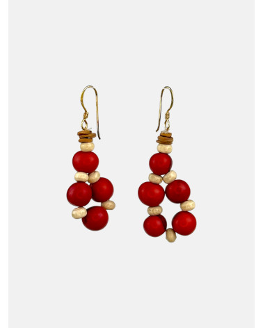 PENDIENTES SEMILLAS SATERÉ ROJO