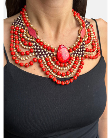 COLLAR SEMILLAS SATERÉ ROJO