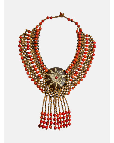 COLLAR SEMILLAS SATERÉ ROJO COCO
