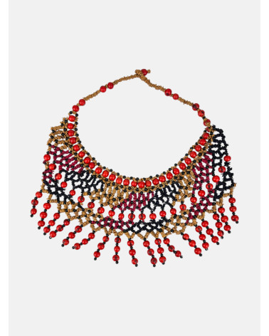 COLLAR SEMILLAS SATERÉ ROJO MAXI