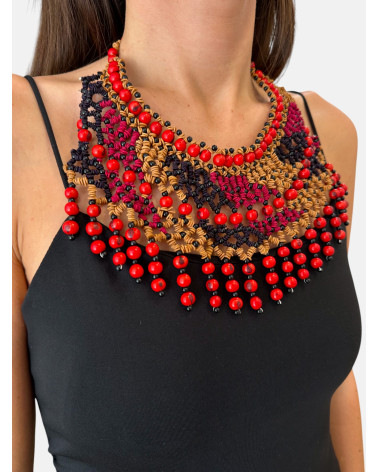 COLLAR SEMILLAS SATERÉ ROJO MAXI